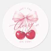Elegante Kers Op Bruidsdouche Ronde Sticker (Voorkant)