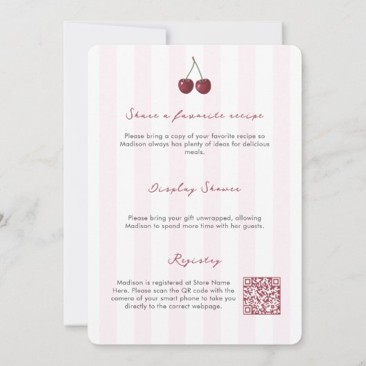 Elegante Kers Op Top Dubbelzijdige Bruidsfeest Uit Kaart (Achterkant)