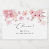 Elegante kersbloesem bruidsdouche sparkling wijnetiket (Enkel label)