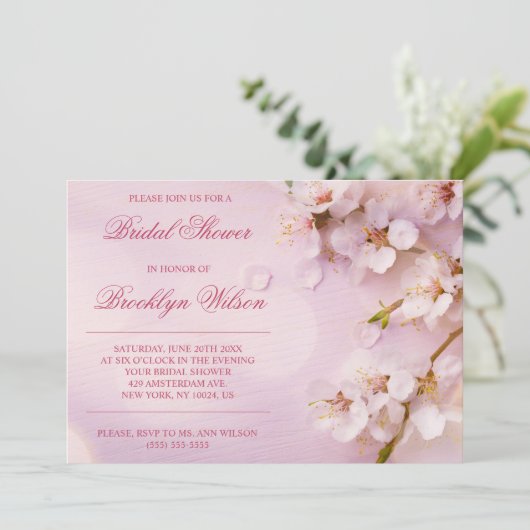 Elegante kersebloesem bruidsfeest uitnodigingen (Staand voorkant)