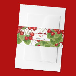 Elegante Kersen Bruiloft Naam Initialen Monogram D Uitnodigingen Wikkel