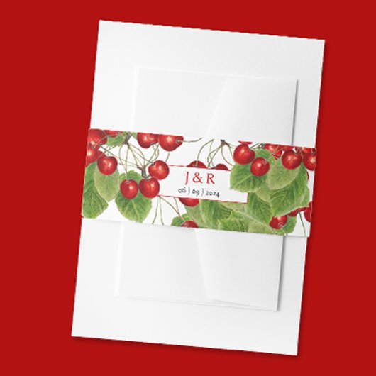 Elegante Kersen Bruiloft Naam Initialen Monogram D Uitnodigingen Wikkel