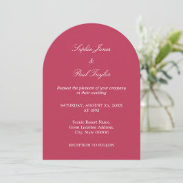 Elegante kersen magenta boog bruiloft uitnodiging