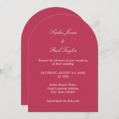 Elegante kersen magenta boog bruiloft uitnodiging (Voorkant / Achterkant)