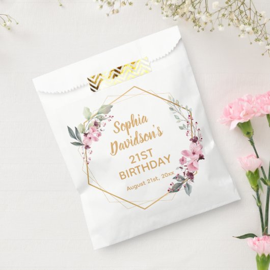 Elegante kersenbloesem 21e verjaardag gunsttassen bedankzakje (Gezegeld)