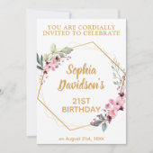 Elegante kersenbloesem 21e verjaardag uitnodiginge kaart (Voorkant)