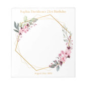 Elegante kersenbloesem 21ste verjaardagsfeestje notitieblok (Voorkant)