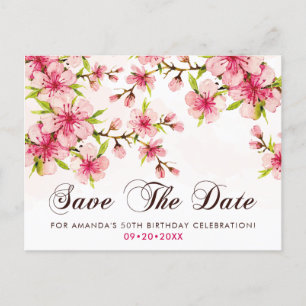 Elegante Kersenbloesem 50e Verjaardag Save The Dat Briefkaart