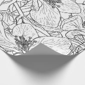 Elegante kersenbloesem bloemen zwart wit botanisch cadeaupapier (Hoek)