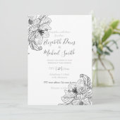 Elegante kersenbloesem bloemen zwart wit botanisch kaart (Staand voorkant)