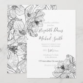 Elegante kersenbloesem bloemen zwart wit botanisch kaart (Voorkant / Achterkant)