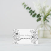 Elegante kersenbloesem bloemen zwart wit botanisch visitekaartje (Staand voorkant)