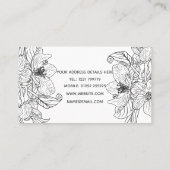 Elegante kersenbloesem bloemen zwart wit botanisch visitekaartje (Achterkant)
