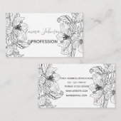 Elegante kersenbloesem bloemen zwart wit botanisch visitekaartje (Voorkant / Achterkant)