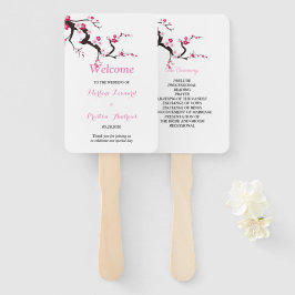 Elegante kersenbloesem bloemenbruiloft programma handwaaier