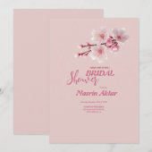 Elegante kersenbloesem bruidsdouche uitnodiging (Voorkant / Achterkant)
