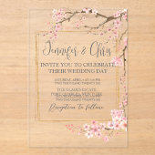 Elegante kersenbloesem bruiloft acryl uitnodigingen (Voorkant)