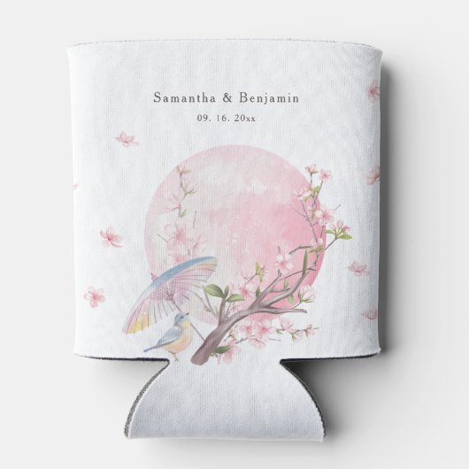 Elegante kersenbloesem bruiloft blikjeskoeler (Achterkant)