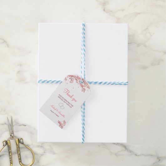 Elegante kersenbloesem bruiloft cadeaulabel (Met Touw)