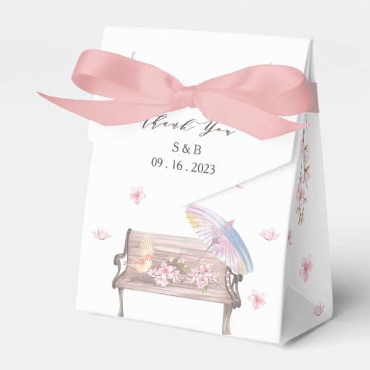 Elegante kersenbloesem bruiloft gunst box bedankdoosjes (Voorkant Zijde)