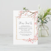 Elegante kersenbloesem bruiloft informatiekaartje (Staand voorkant)