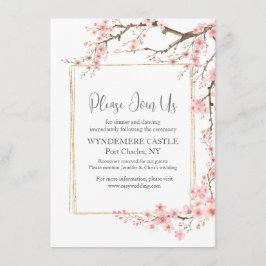 Elegante kersenbloesem bruiloft informatiekaartje
