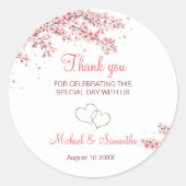 Elegante kersenbloesem bruiloft ronde sticker (Voorkant)