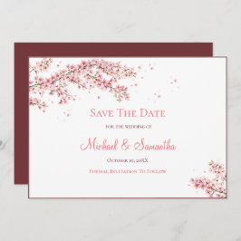 Elegante kersenbloesem bruiloft save the date