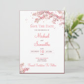 Elegante kersenbloesem bruiloft save the date (Staand voorkant)