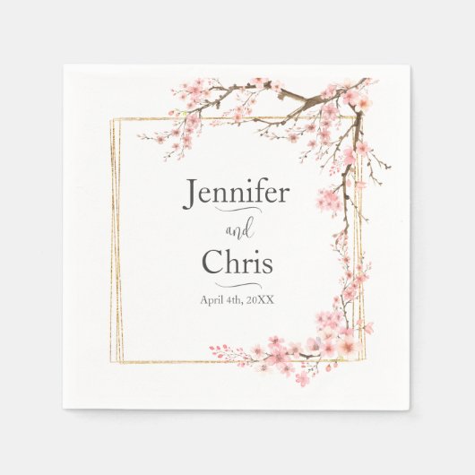 Elegante kersenbloesem bruiloft servet (Voorkant)