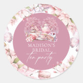 Elegante Kersenbloesem Bruiloft Thee Ronde Sticker (Voorkant)
