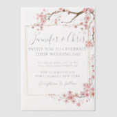 Elegante kersenbloesem bruiloft vellum uitnodigingen (Voorkant)
