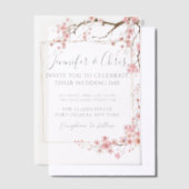 Elegante kersenbloesem bruiloft vellum uitnodigingen (Offset)