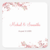 Elegante kersenbloesem bruiloft vierkante sticker (Voorkant)