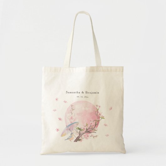 Elegante kersenbloesem bruiloft welkom tote bag (Voorkant)