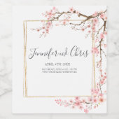 Elegante kersenbloesem bruiloft wijn etiket (Enkel label)