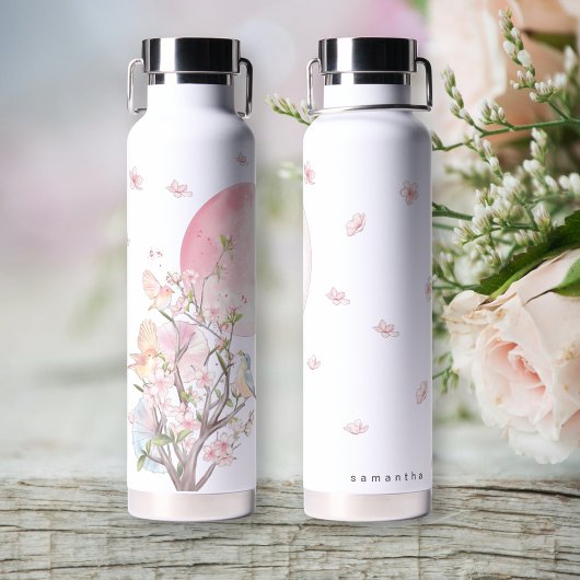Elegante Kersenbloesem Bruiloftsdouche Waterfles