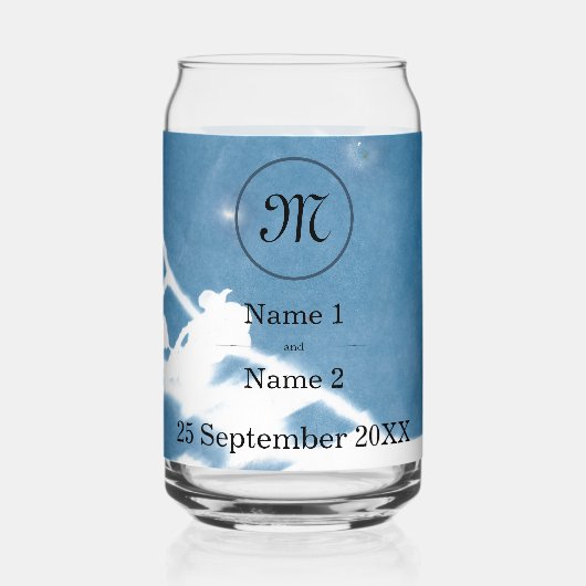 Elegante kersenbloesem cyanotype bruiloft uitnodig blikvorm glas (Achterkant)