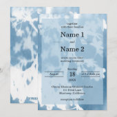 Elegante kersenbloesem cyanotype bruiloft uitnodig kaart (Voorkant / Achterkant)