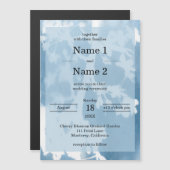 Elegante kersenbloesem cyanotype bruiloft uitnodig magnetische uitnodiging (Voorkant / Achterkant)