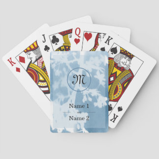 Elegante kersenbloesem cyanotype bruiloft uitnodig pokerkaarten