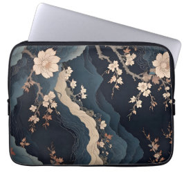Elegante kersenbloesem en berg Abstracte tafel Laptop Sleeve
