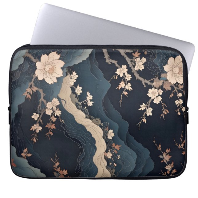 Elegante kersenbloesem en berg Abstracte tafel Laptop Sleeve (Voorkant)