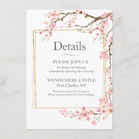 Elegante Kersenbloesem Informatiekaartje (Voorkant)