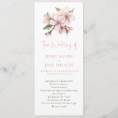 Elegante kersenbloesem minimale huwelijksceremonie programmakaart (Voorkant)