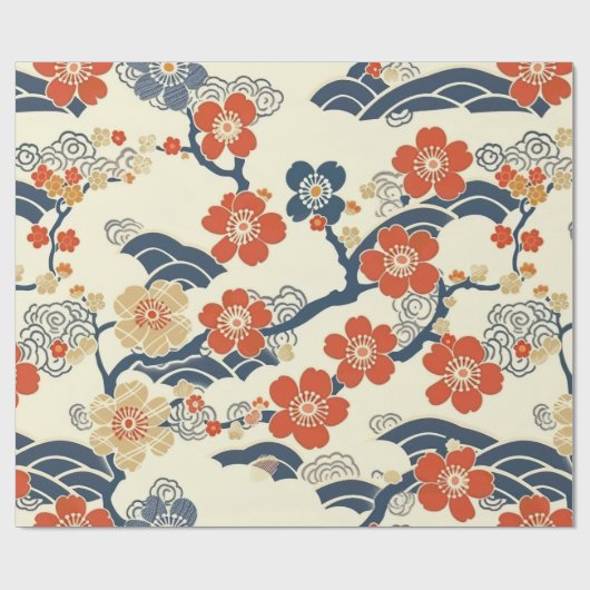 Elegante kersenbloesem naadloos patroon (14) cadeaupapier (Vlak)