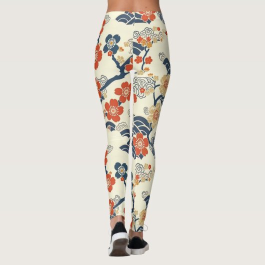 Elegante kersenbloesem naadloos patroon (14) leggings (Achterkant)