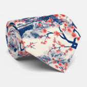 Elegante kersenbloesem naadloos patroon (15) stropdas (Opgerold)