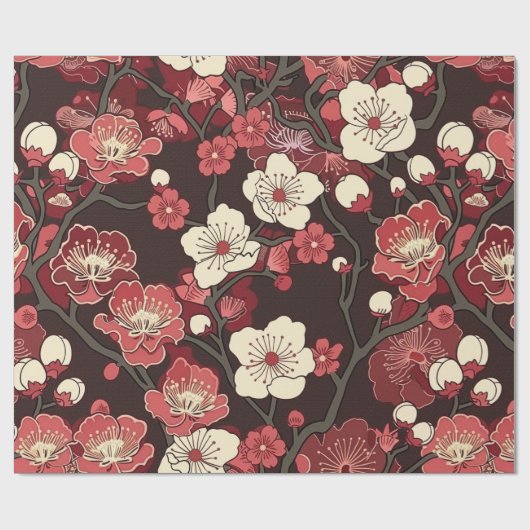 Elegante kersenbloesem naadloos patroon (16) cadeaupapier (Vlak)