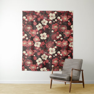 Elegante kersenbloesem naadloos patroon (16) wandkleed